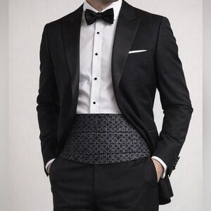 Gucci Gray Black GG Logo Silk Cummerbund Waist Belt Size M/L Made in Italy